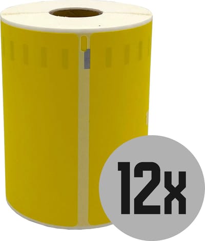 DULA Dymo Compatible labels - Geel - S0904980 - Grote verzendetiketten - 12 rollen - 104 x 159 mm - 220 labels per rol