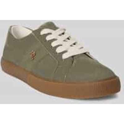 Sneakers van echt suède met logodetail