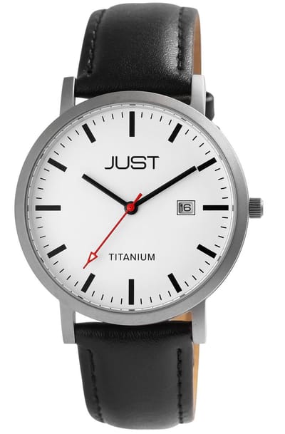 JUST Herenhorloge van echt leer Keenan Titan, heren, 5 ATM, band van echt leer, diameter 40 mm