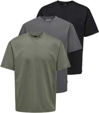 Only & Sons Heren t-shirt 3 pack Onsfred