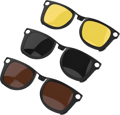 Gepolariseerde Clip Set voor Clip-On Smart Glasses - Kleurveranderend (Bruin, Nachtzicht Geel, Zwart) - Geschikt voor Maat M 50-22