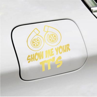 Bumpersticker - Show Me Your TTs - 15 X 15 - Goud