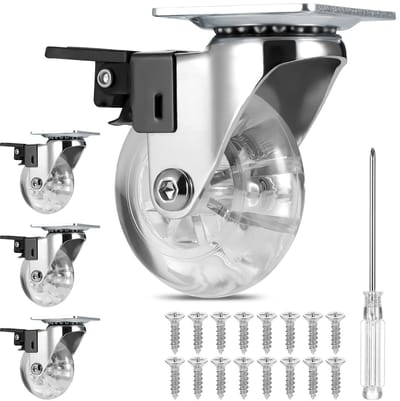 Dailygoods- Meubelwielen 50 mm - Zware Wielen - Remwielen - Montageplaat - Set van 4 - Tot 160 kg Belastbaar - Rolwielen
