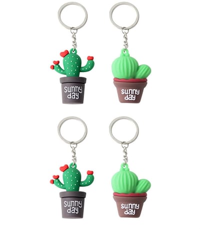 Dailygoods- Sleutelhanger 4 Stuks - Schattige Cartoonontwerpen - PVC/Siliconen - Lichtgewicht - Duurzaam - Universele Toepassing - Sleutelaccessoire