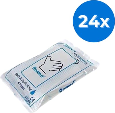 Romed vochtige washandjes (192 stuks) Aqua Hands - Set van 24 zakjes Romed