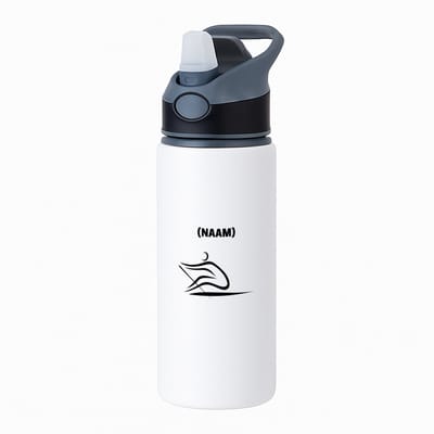 Hacebo® - Roeien met eigen naam waterfles met rietje zwart - Sport - Roeiers - Sport - water fles - 650ML