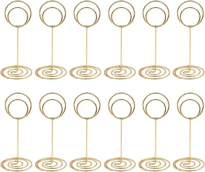 12pcs Mini Place Card Holders Table Number Holder Wedding - Gold