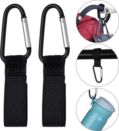 Waledano® Tassen Haak - Buggy Haakjes - Kinderwagenhaken - Boodschappen Haken - Tassenhanger - Klittenband Haken - 2 Stuks