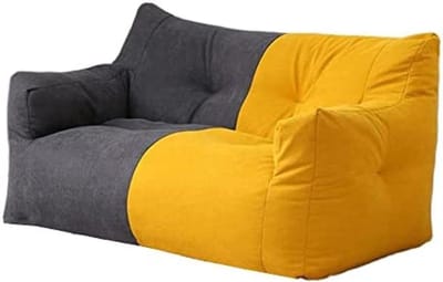 Zitzakhoes Bank - Zitbankhoes Hoezen - Ontspannen Zitten - Zacht Katoen - L125xB80xH68cm - Geel Grijs