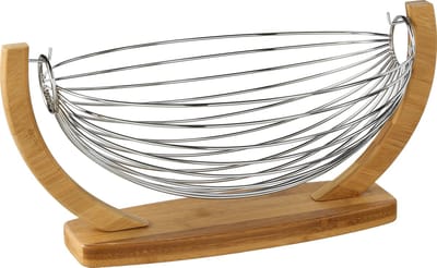 5five Fruitschaal fruitmand - hangend - hout-metaal - 36x21x18 cm - Draadmand van metaal