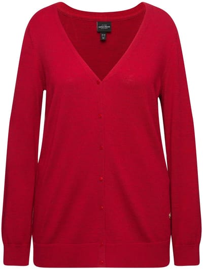 Ulla Popken - Dames - vest V-hals fijne wol knoopsluiting - Salsa - Maat 46+
