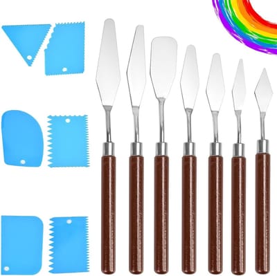 13-delige set schildermessen en spatels voor acrylverf, inclusief paletmessen en schrapers, ideaal voor textuur en schilderaccessoires