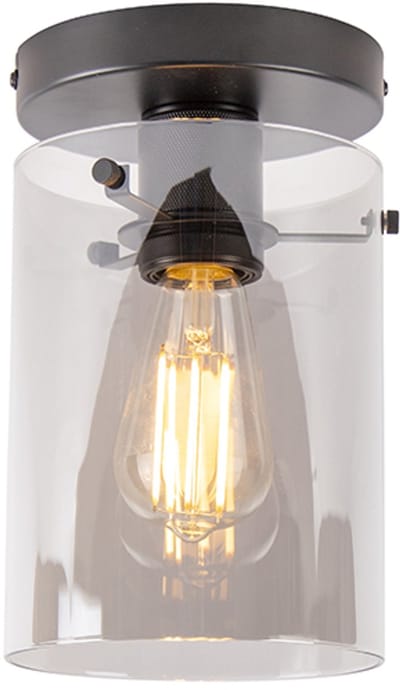 QAZQA dome - Design Plafondlamp - 1 lichts - Ø 15 cm - Zwart - Woonkamer | Slaapkamer