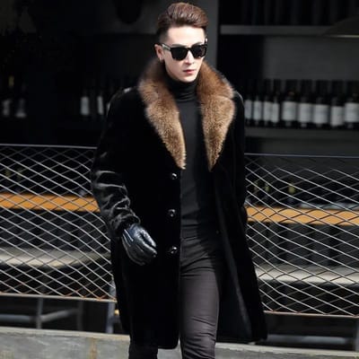 Veste d'hiver en fourrure pour hommes, manteau à grand col en fourrure, manteau chaud en velours, parka en cachemire décontractée et douce L