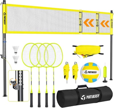Verstelbaar Volleybal en Badminton Set met Net - Hoogte en Breedte Aanpasbaar