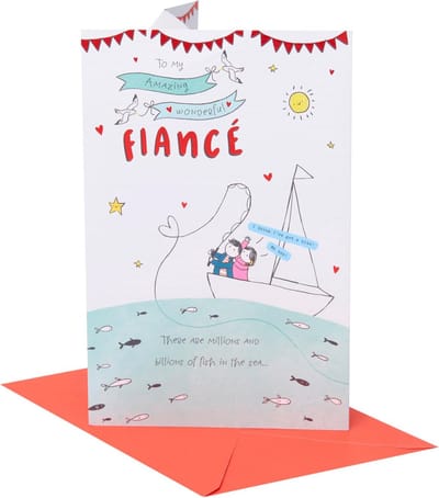 Valentijnsdag Kaart voor Verloofde met Schattig Schetsontwerp - FSC Gecertificeerd