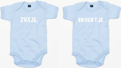 Rompertjes - Zusje & Broertje-Dusty Blue-12-18 Maanden