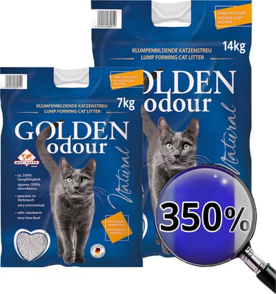 Golden Odour kattenbakvulling - super klontvorming - geen kattenbakgeur in huis - zeer zuinig - perfect voor automatische kattenbakken - bundel voordeel 14kg + 7kg