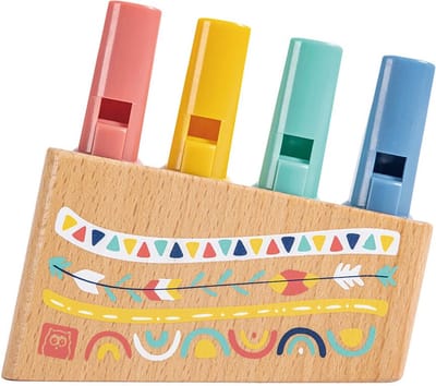 Eurekakids Timbal Panfluit voor Kinderen - Regenboogfluit met 4 Fluiten - Compact - Fluit Kunststof en Hout