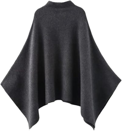 Gebreide Poncho - Omslagdoek Dames - Warmte en Stijl - Multifunctioneel Ontwerp - One Size - Zwart