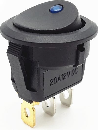 Orbit Electronic - Wipschakelaar 12V Rond - Blauw LED indicator - Auto/Boot/Camper