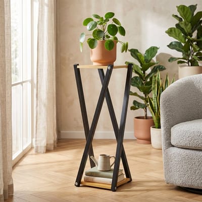 Cheqo® Plantenstandaard - Bloemenstandaard - Plantenrek - Bloemenrek - Plantentafel voor Kamerplanten - Plantenzuil - Plantenhouder - Plantentrap voor Woonkamer en Binnen - Bijzettafel - Decoratieve Plantentafel