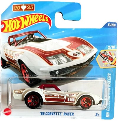 HOT WHEELS '69 CORVETTE RACER 25 VALENTINE'S DAY 51/250 HW CELEBRATION RACERS 2/10 SHORT CARD