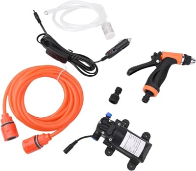 Draagbare Hogedrukpomp - Elektrische Was Kit - Auto Reinigen - Verstelbare Spray - 12V - Oranje Zwart