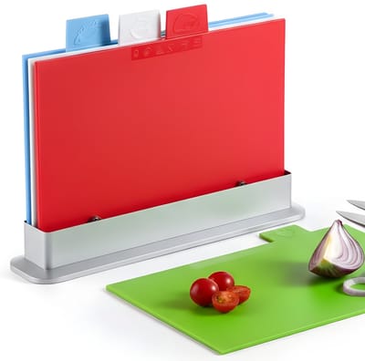 Lomera Snijplankenset Met Houder - Index Snijplanken - Anti-Kruisbesmetting - Verschillende Kleuren - Voedselveilig Snijden - Kunststof Snijplanken - Makkelijk Schoon Te Maken - Snijplank Voor Vlees - Snijplank Voor Groente