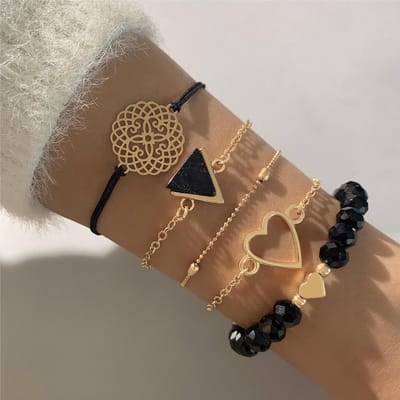 Sorprese Armband - Deep - Goudkleurig - Armband Dames - 5-Delige Armbanden - Cadeau - Model T