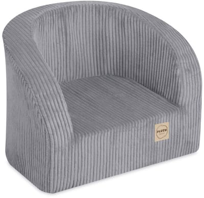 Plush Nest Kinderfauteuil Grijs Corduroy – Zachte Stoel Peuter – Vanaf 12 Maanden – Lichtgewicht – 40x53 cm
