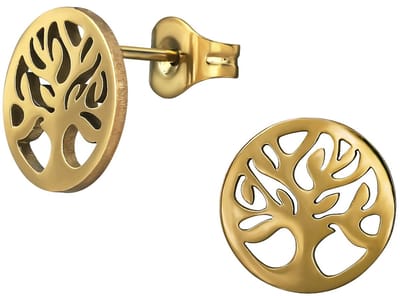 CS Joy - Ronde levensboom oorbellen - Chirurgisch staal - 10 mm - tree of life - ip/pvd gold plated