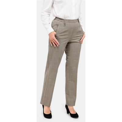 Trevira scheerwollen broek met elastische band - taupe / gemêl. - Gr. 40 van Goldner Fashion