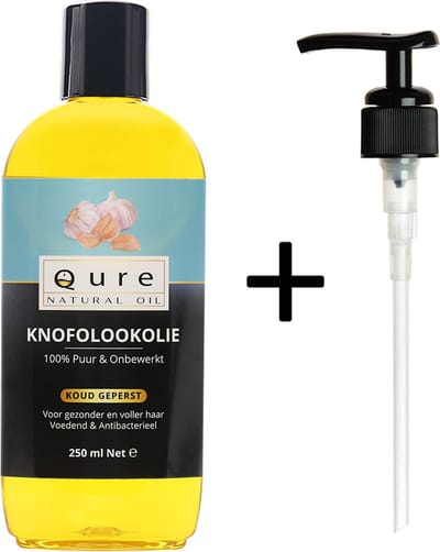 Knoflookolie 250ml | 100% Puur & Onbewerkt | Koudgeperste Knoflookolie uit India | Huidolie en Haarolie