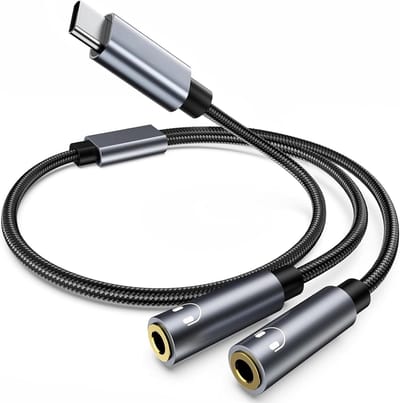 2-in-1 USB C naar 3.5mm Aux Audio Headphone Splitter, Geschikt voor iPhone, iPad en Galaxy Smartphones met Hoge Geluidskwaliteit en Duurzaam Ontwerp