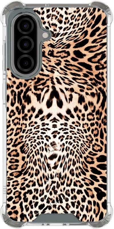 Shockproof hoesje - Geschikt voor Samsung Galaxy A36 - Luipaardprint - Extra sterke case - TPU/polycarbonaat - Luipaardprint - Bruin, Transparant