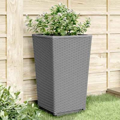 vidaXL - Plantenbakken - 4 - st - 32,5x32,5x57 - cm - polypropeen - lichtgrijs