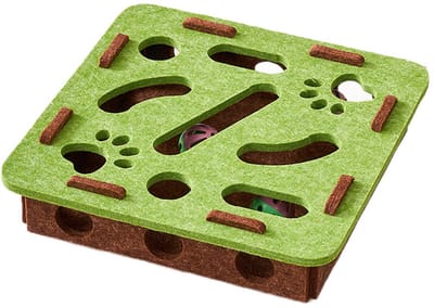 Daity Een krabpuzzelbox voor katten, een interactieve nagelvijlbox voor katten, een vierkante educatieve vilten doolhofbox, een stressvrij alternatief voor nagelknippers en nagelvijlen (groen).