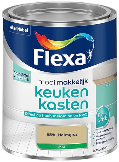 Flexa - Mooi Makkelijk Keukenkasten Mat - 85% Helmgras - Mengverf - 750 Ml