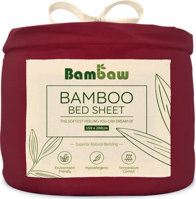 Bambaw Luxe Bamboe 2-Persoons Hoeslaken 150x200cm – Ultra ademende stof – Hypoallergeen – Beddengoed - Bourgondy