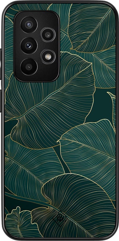 Casimoda® hoesje - Geschikt voor Samsung Galaxy A52 5G - Monstera Leaves - Zwart TPU Backcover - Planten - Groen
