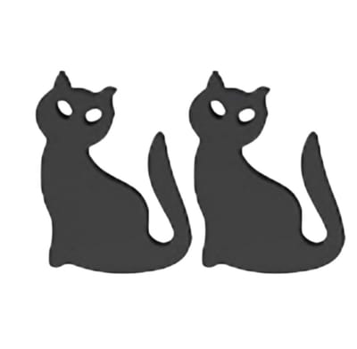 Oorbellen -RVS -Zwart -Poes -12 mm- Charme Bijoux