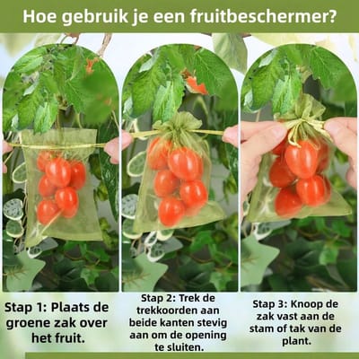 100 stuks - Plantenbeschermhoezen - Fruitbeschermingszakken tegen Insecten - Ademende Netten Zakken voor Appels, Peren en Kersen - Biologische Bescherming zonder Chemicaliën -20X30CM - Groen