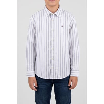 Tommy Hilfiger Boys Flex Stripe Shirt White Stripe Taglia: 10 | Camicie Outlet | kids | Bianco