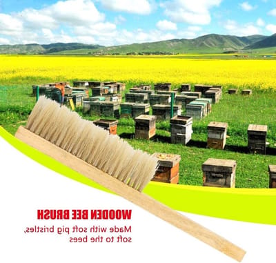 Zachte Borstel Beehive Tool met Houten Handvat, RVS J-Haak, Frame Lifters en Schraper voor Essentiële Bijenteelt Benodigdheden voor Imkers