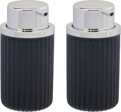 Berilo zeeppompje/dispenser Roma - 2x - zwart/zilver - kunststof - 8 x 15 cm - 420 ml - badkamer/toilet/keuken
