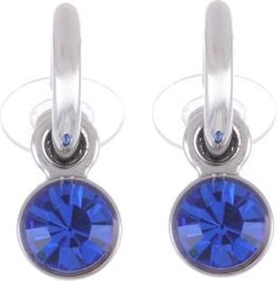 Behave - Oorstekers dames - zilverkleur - blauw kristal - modern - 2,5 cm