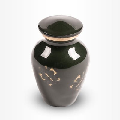 Messing Urn Mini 80 ml Groen Goudkleurig Vlinders - Urn voor Menselijke As - Crematie Urn voor As Volwassenen