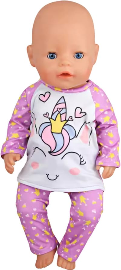 Unicorn Pyjama “Geschikt voor Baby Born” - Accessoire en Kleertjes voor je 36 + 43 cm BabyBorn Pop