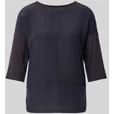 T-shirt met geribde ronde hals